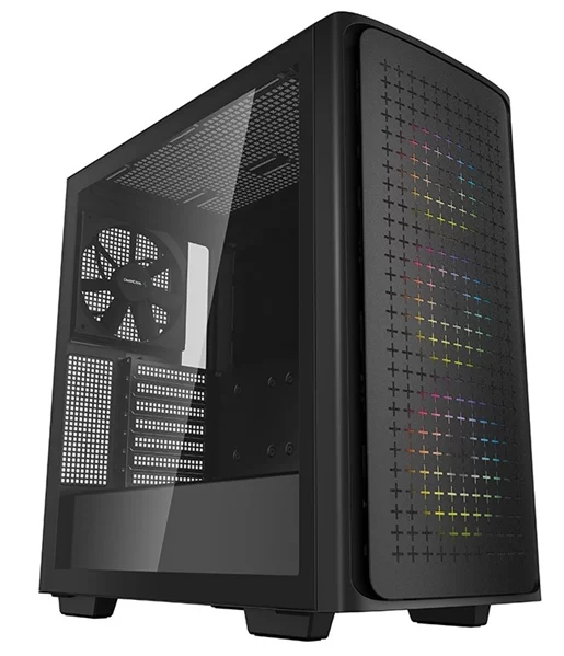 корпус Deepcool CK560 без БП, боковое окно (закаленное стекло), 3xARGB LED 120мм вентилятора спереди и 1x140мм вентилятор сзади, черный, ATX