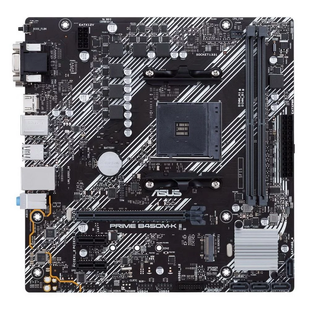 Материнская плата ASUS Bad Pack PRIME B450M-K II AM4 micro-ATX 2xDDR4 PCIEx16 2xPCIEx1 M.2 VGA DVI HDMI GLAN (90MB1600-M0EAY0||BP)
