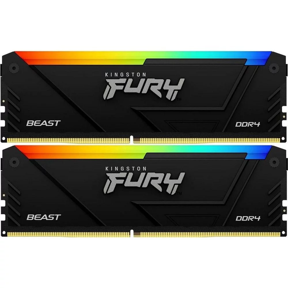 Память оперативная/ Kingston 16GB 3200MT/s DDR4 CL16 DIMM (Kit of 2) FURY Beast RGB (Select Regions ONLY) (KF432C16BB2AK2/16WP)