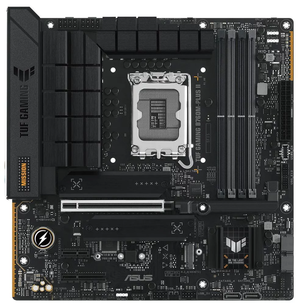 Материнская плата ASUS Bad Pack TUF GAMING B760M-PLUS II LGA1700 mATX 4хDDR5 PCIEx16 PCIEx4 PCIEx1 3xM.2 USB-C DP HDMI 2.5 (90MB1HD0-M0EAY0||BP)
