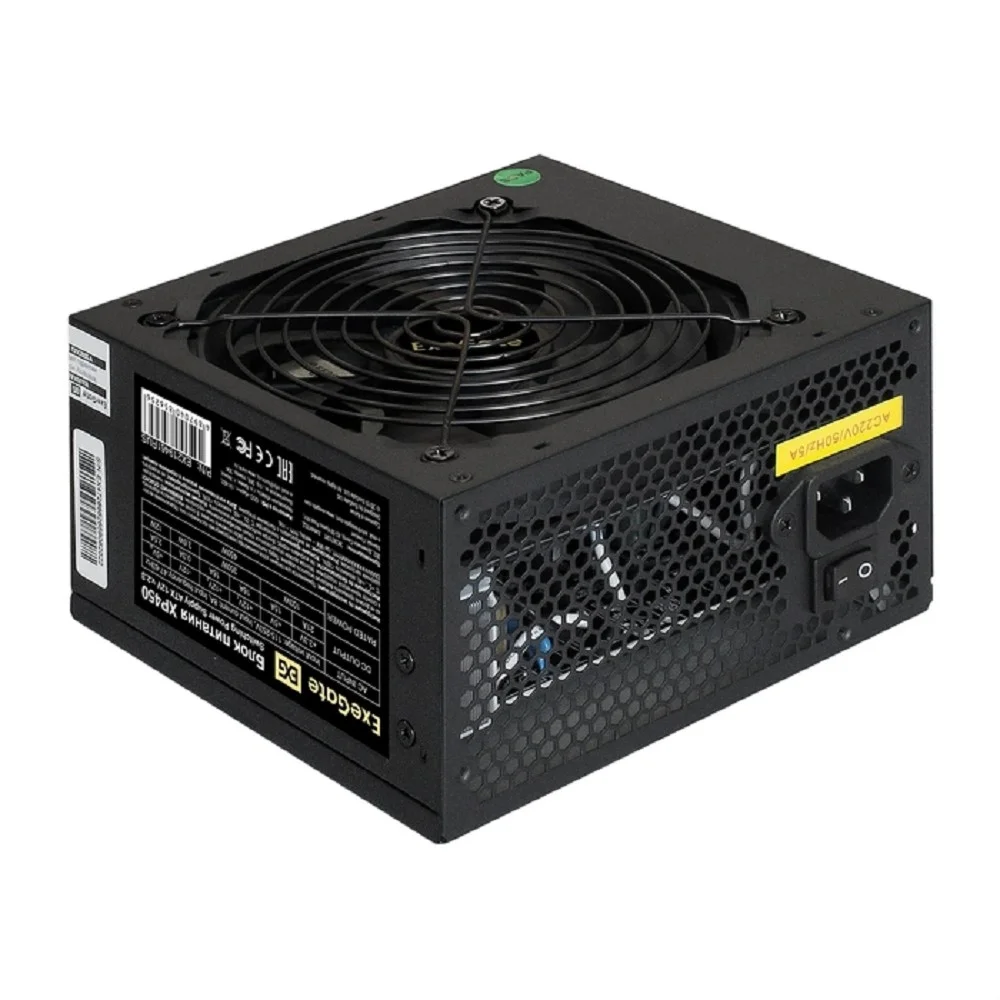 Exegate EX219461RUS-PC Блок питания 450W ExeGate XP450 (ATX, PC, 12cm fan, 24pin, 4pin, PCIe, 3xSATA, 2xIDE, black, кабель 220V в комплекте)