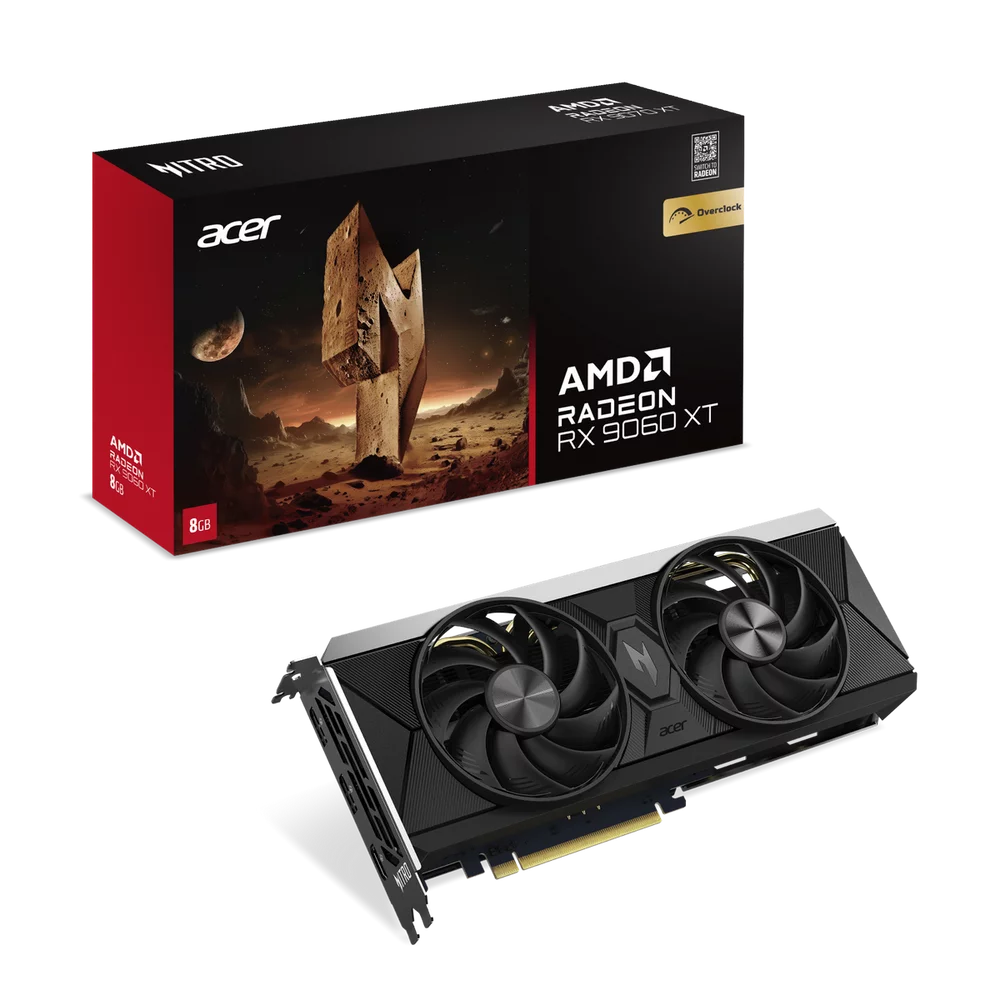Видеокарта Acer RX9060XT NITRO OC 8GB GDDR6 128bit 2xDP HDMI 2FAN RTL (DP.Z4UWW.P01)