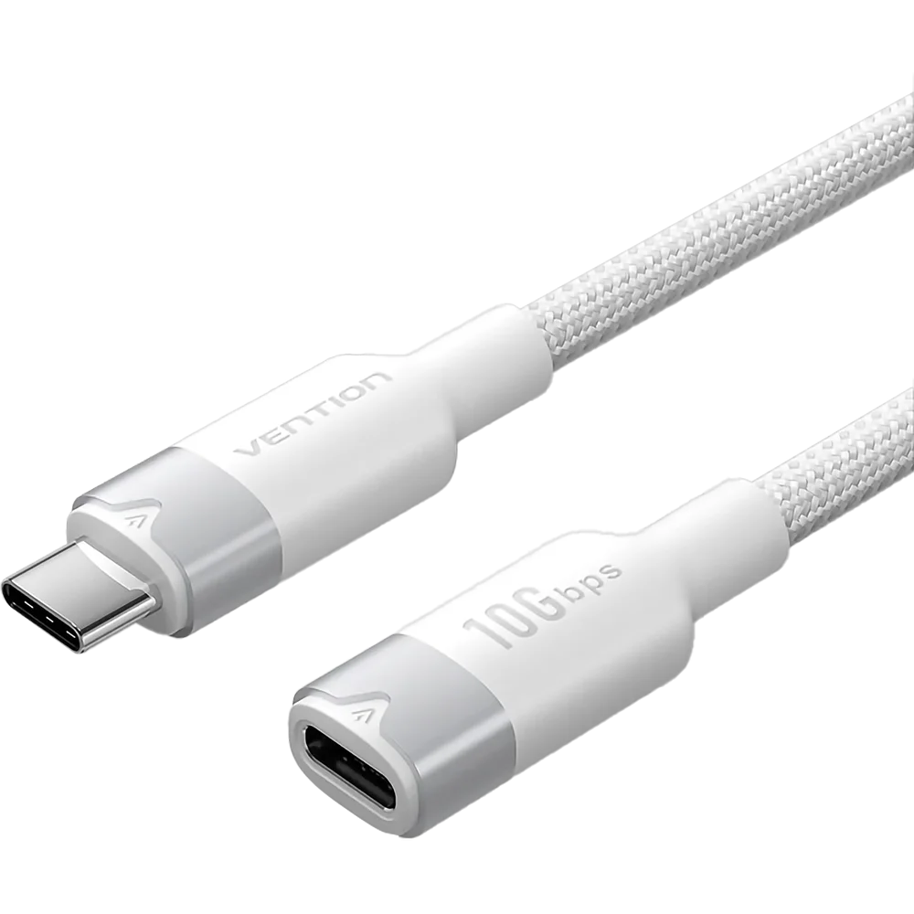 Кабель-удлинитель Vention USB 3.2 Gen2 CM/ CF - 1м. Белый 5А PD100W (TRFWF)