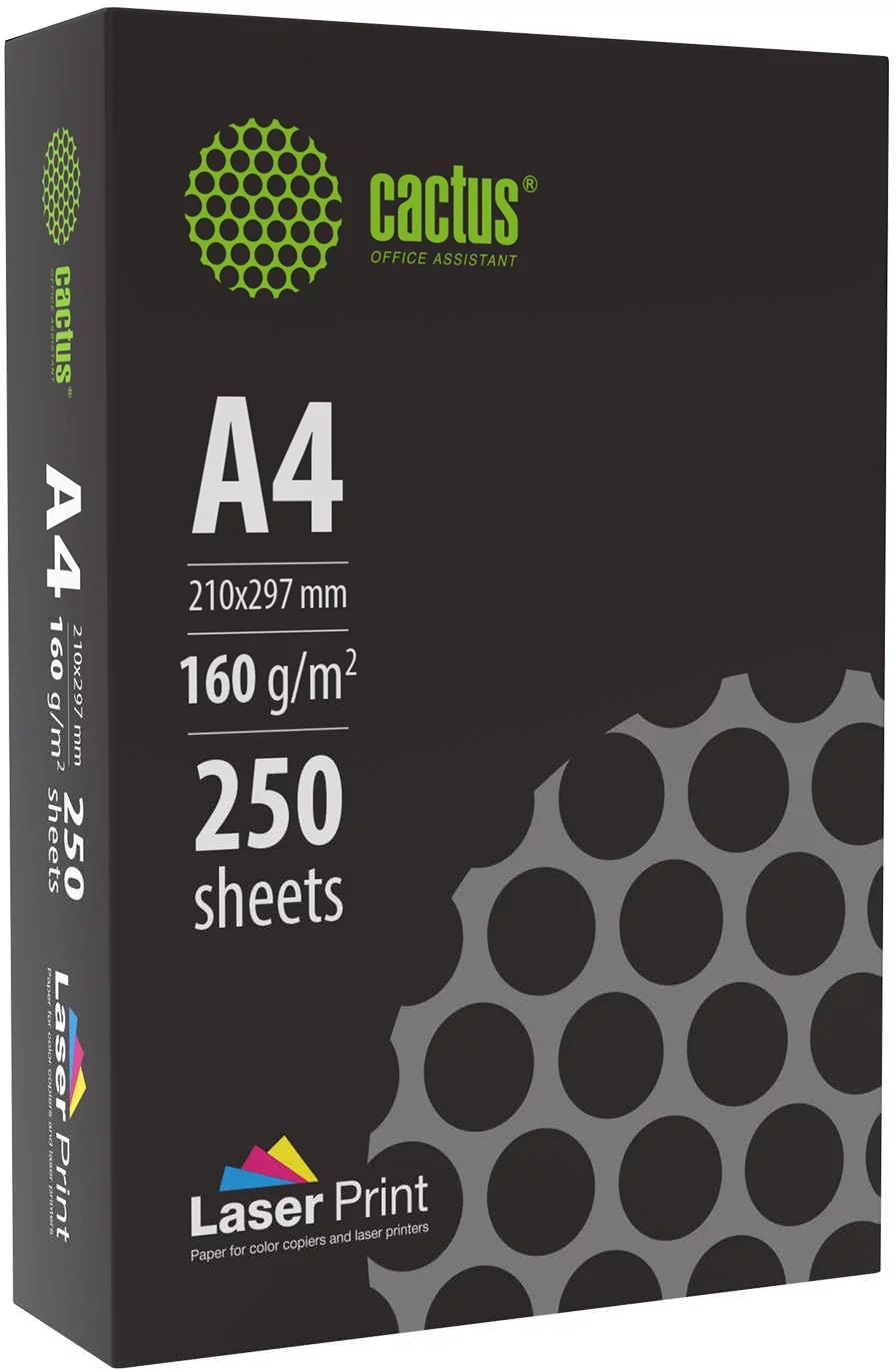 Бумага Cactus CS-LPA4160250 A4 марка A/160г/м2/250л./белый CIE170% для лазерной печати