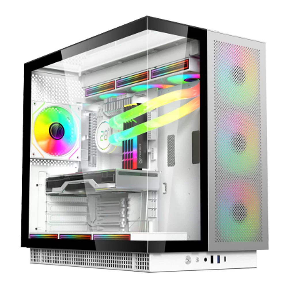 Корпус для ПК ACD Phantom 100 ATX, Type-C + 2XUSB3.0+HD audio combo, 4X120mm ARGB fans+Remote control, See View case, TG, Aluminum. (AH-SI1GC-000)