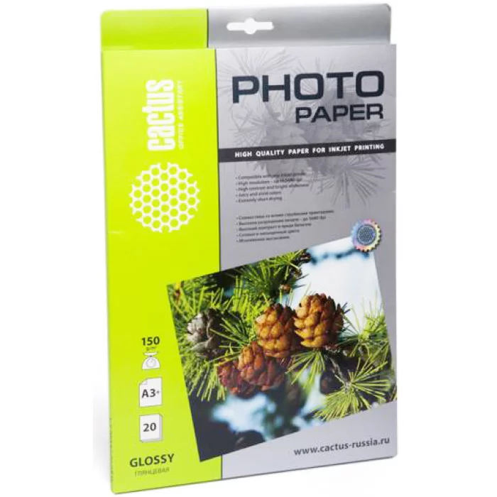 Фотобумага Cactus CS-GA315020 A3+/150г/м2/20л./белый глянцевое для струйной печати