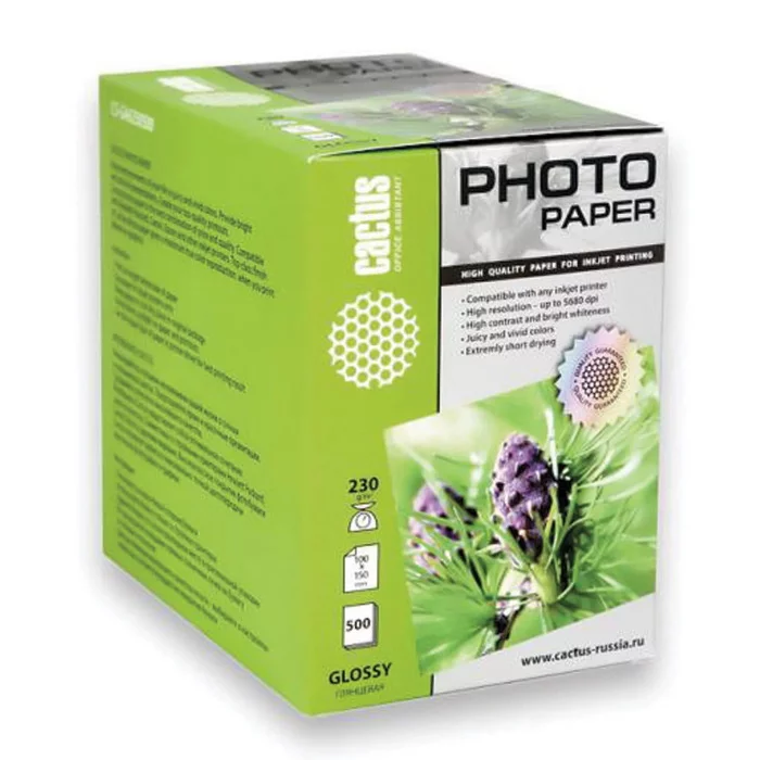 Фотобумага Cactus CS-GA6230500 глянцевая 10x15 230 г/м2 500 листов