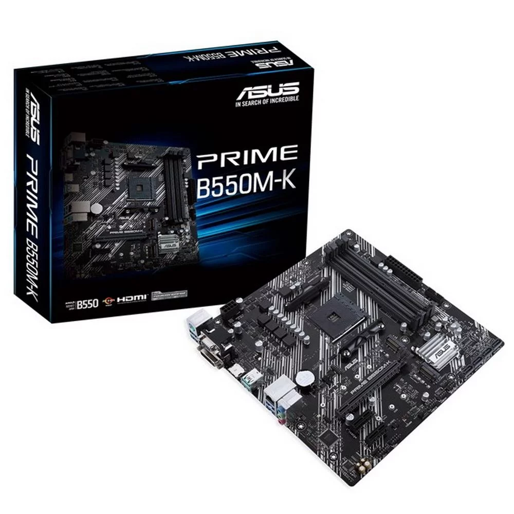 Материнская плата ASUS Bad Pack PRIME B550M-K AM4 microATX 4xDDR4 PCIEx16 2xPCIEx1 2xM.2 VGA DVI HDMI GLAN RTL (758284) (90MB14V0-M0EAY0||BP)