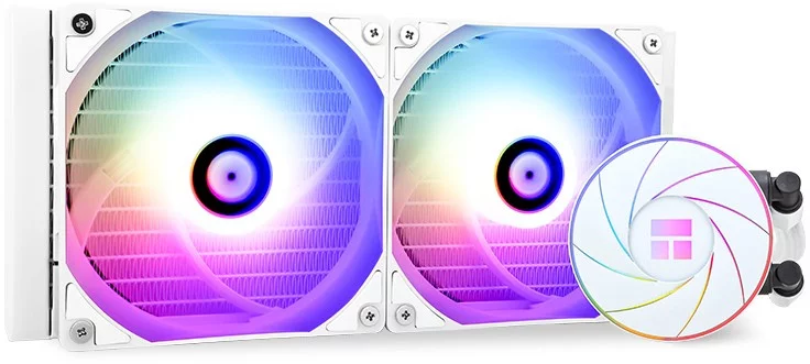 Водяное охлаждение для процессора/ Thermalright Aqua Elite 240 White Argb V3 (240mm, White, ARGB/ Fans: 2x120mm, 66.17CFM, 25.6dBA, 1500RPM/ Pump height 53mm, 23dBA, 3300RPM, Rad thickness 27mm/ S: (A-ELITE-WH-240-ARGB-V3)