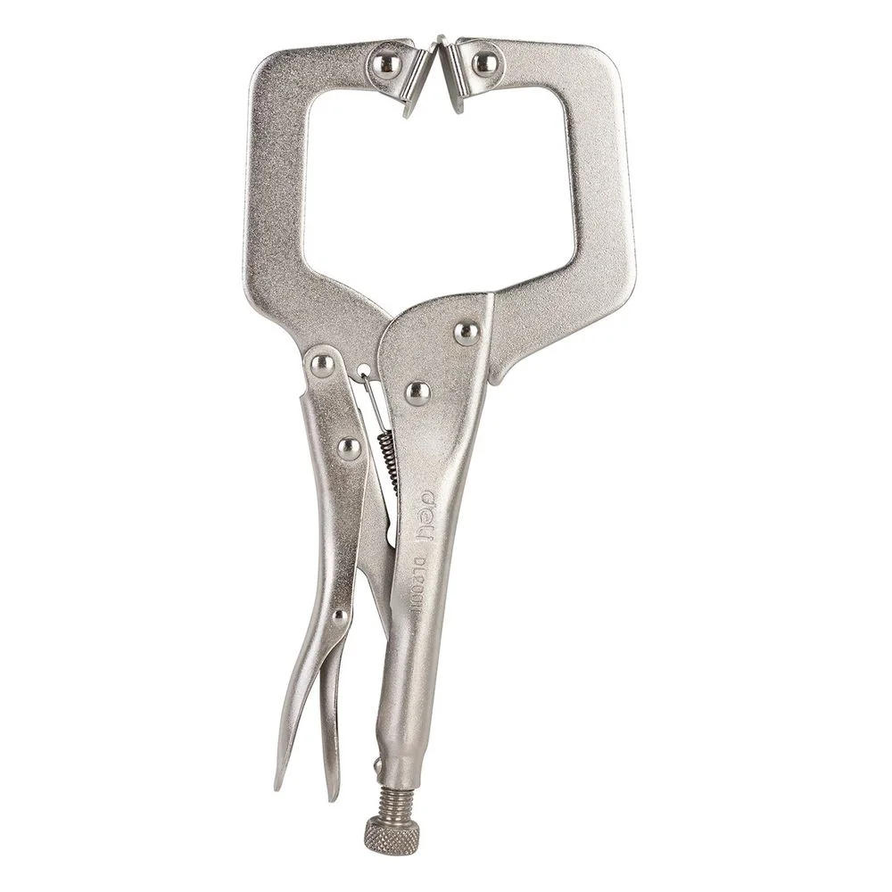 Зажимные клещи С-образные с фиксатором Deli DL20011 280мм, рабочий ход 78мм, регулировочный винт bp Bad Pack (DL20011||BP)