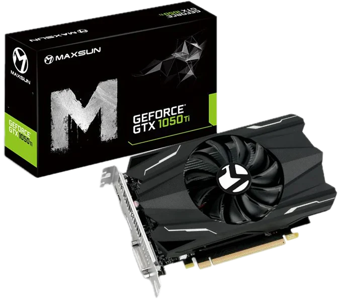 Видеокарта MAXSUN MS-GTX1050Ti TF 4G//GTX1050Ti HDMI, DP, DVI, 4G, D5