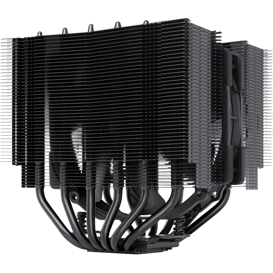 Кулер для процессора/ CPU Cooler Noctua NH-D15S chromax.black (167W, 4-pin PWM, 160mm, Al/Cu, 6x6mm, 1x150x140x25mm, 82.5CFM, 24.6dBA, 1500RPM, S: 1851/1700/1200/115X, AM5/AM4, Black)