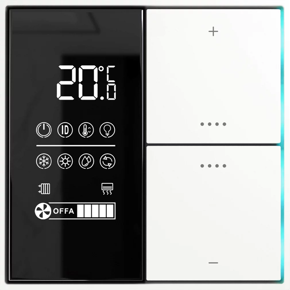 Donel Многофункциональный комнатный термостат KNX,ЖК-экран, встроенный датчик температуры, полярный белый, Cерия DKNX (DTS5392PW)