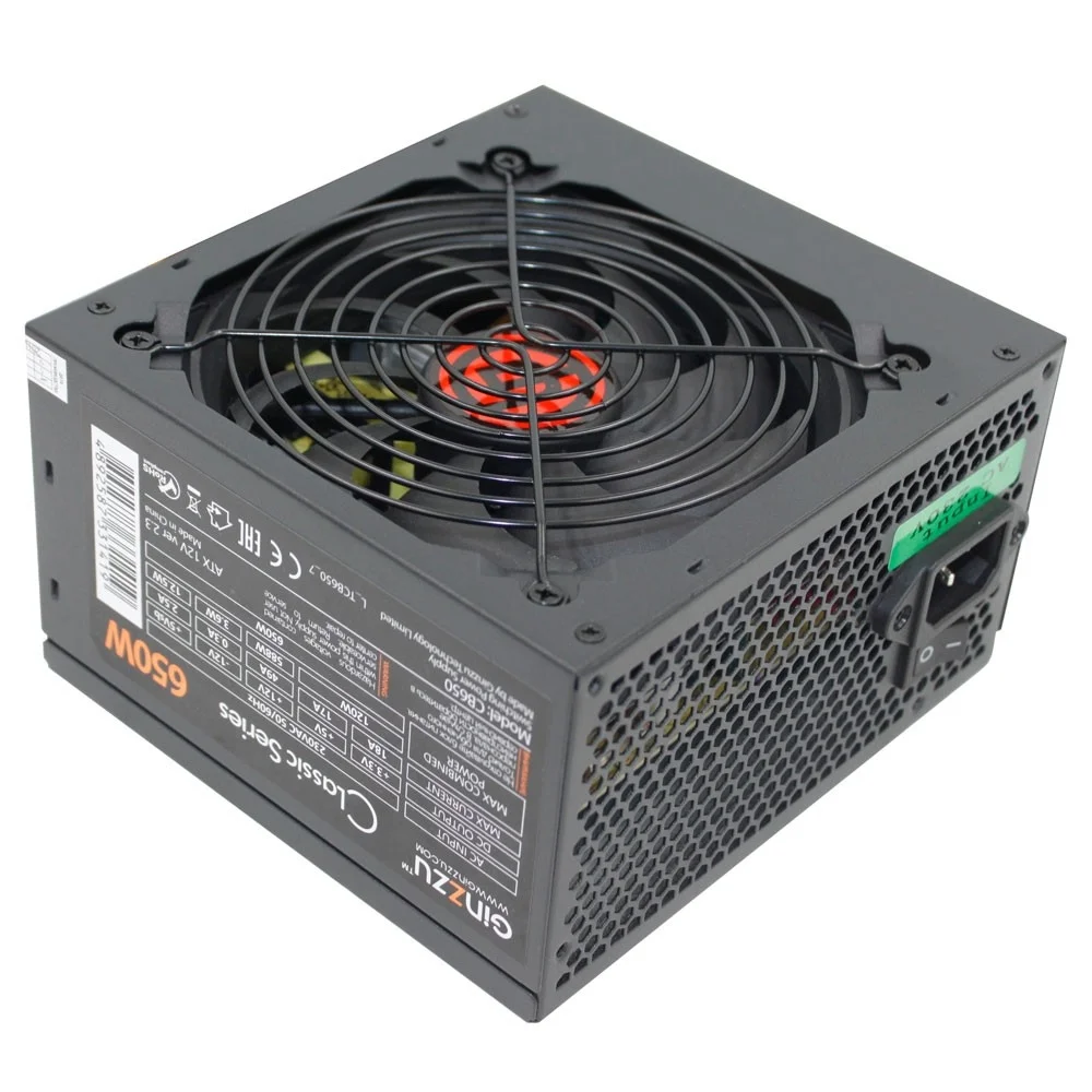 Ginzzu CB650 12CM black,24+4p,2 PCI-E(6+2), 4*SATA, 3*IDE,оплетка MB, кабель питания