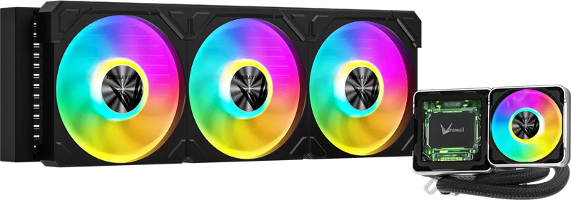 Система водяного охлаждения Formula V Line Cryo Wing Digi 360 BK, 360mm, LCD 2.73", 3x120mm, ARGB fans, LGA115X/1200/1700/1851/1366/2011/2066, AM3/AM4/AM5/Ryzen3/Ryzen5/Ryzen7/Threadripper/RT4