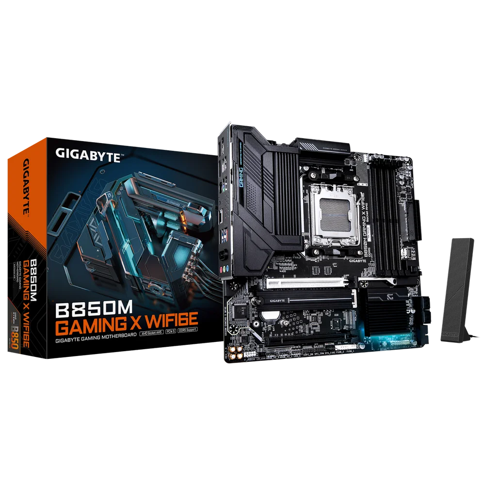 Материнская плата Gigabyte Bad Pack B850M GAMING X WIFI6E, Socket AM5, AMD B850, 4xDDR5-5200, HDMI+DP+DP, 2xPCI-Ex16, 4xSATA3(RAID 0/ 1/ 10), 2xM.2, 8 Ch Audio, 1x2,5GLan, WiFi, (4+4)xUSB2.0, (3+4)xUSB3.2, (1 (B850M GAMING X WIFI6E||BP)