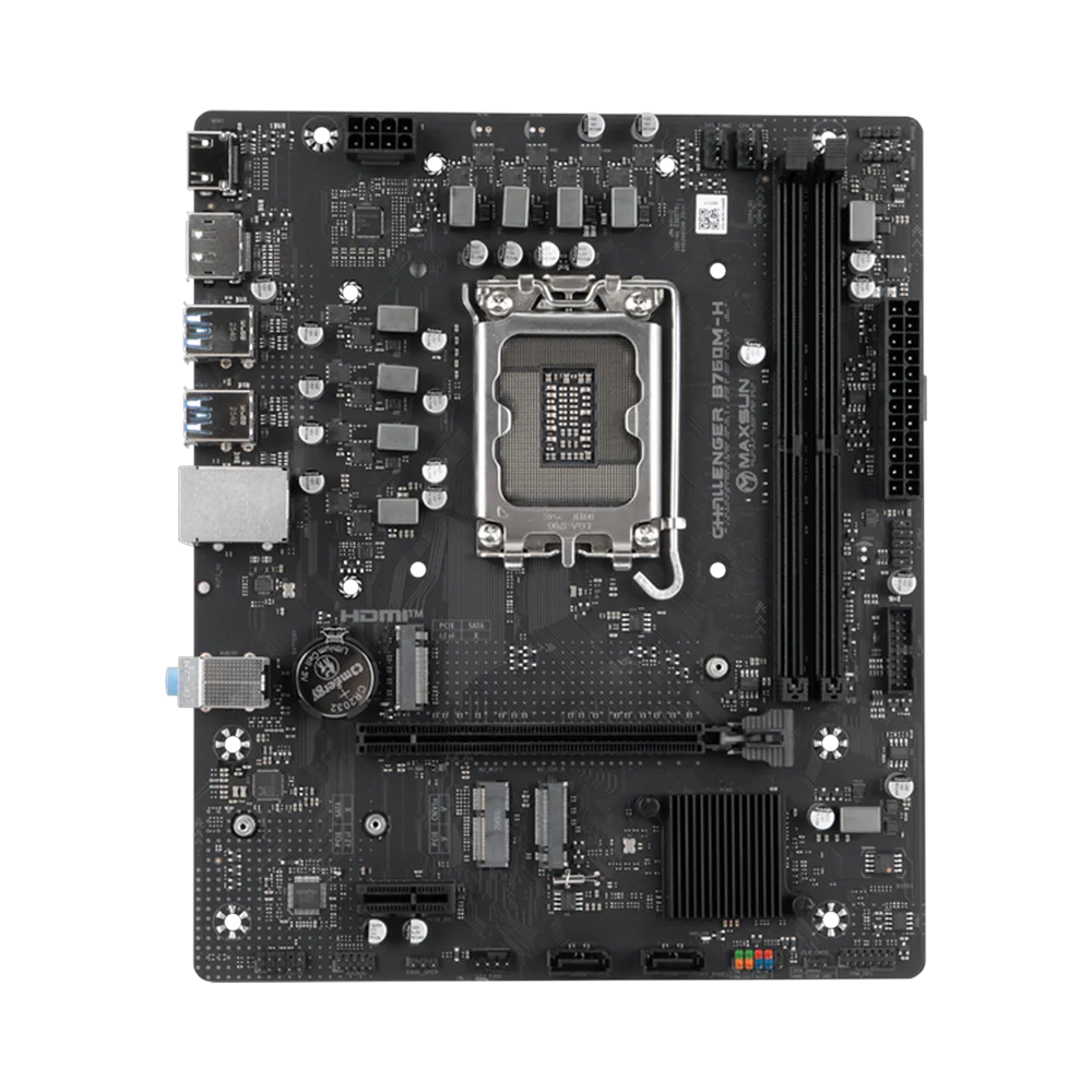 Материнская плата Maxsun MS-Challenger B760M-H B760, LGA1700, 2*DDR4, 1*PCIEx16, 1*PCIEx1, 2*M.2, 2*TypeC, 6*USB3.2Gen1, 4*USB2.0, 3*SATA3.0, 1G, DP, HDMI, M-ATX, RTL (6940709663110)