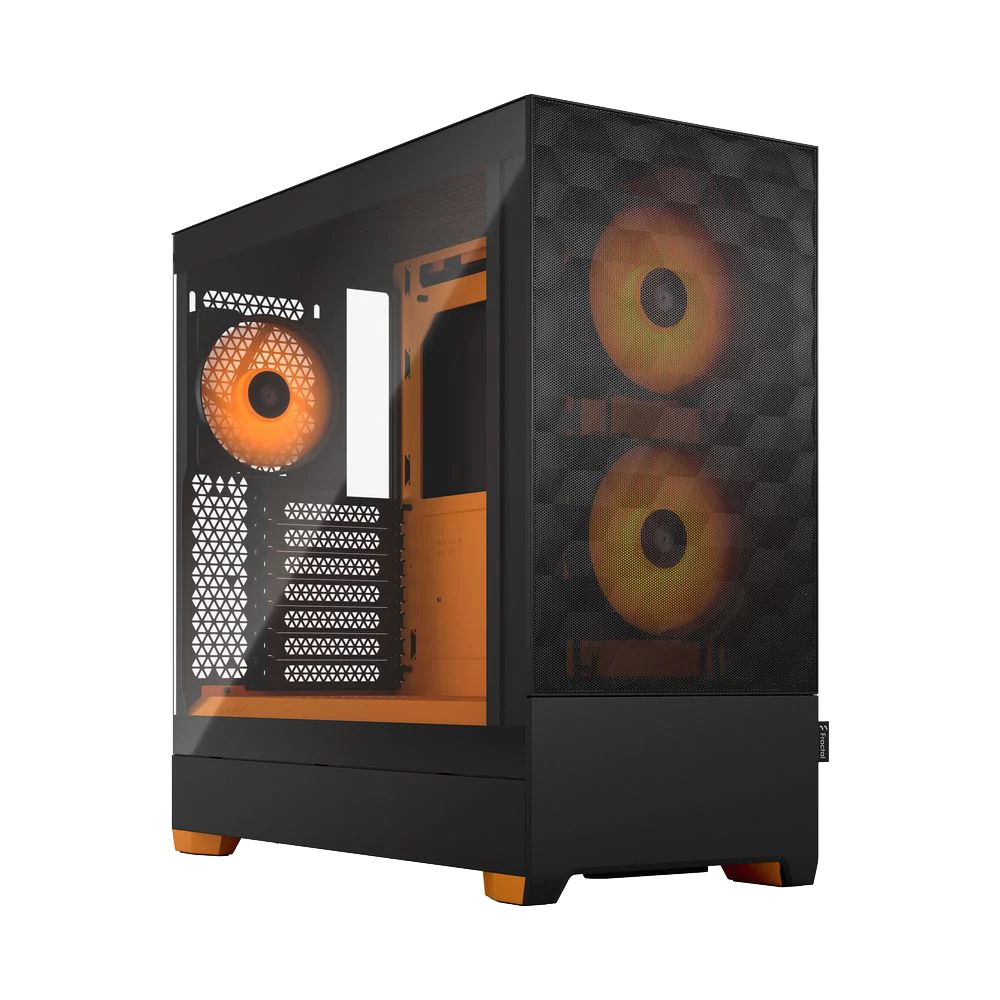 Корпус ПК без блока питания/ Case Fractal Design Pop Air RGB Orange Core TG Clear Tint, Midi-Tower, 3x120mm RGB, 2xUSB-A 3.2 ATX, mATX, mITX Black/Orange (FD-C-POR1A-05)