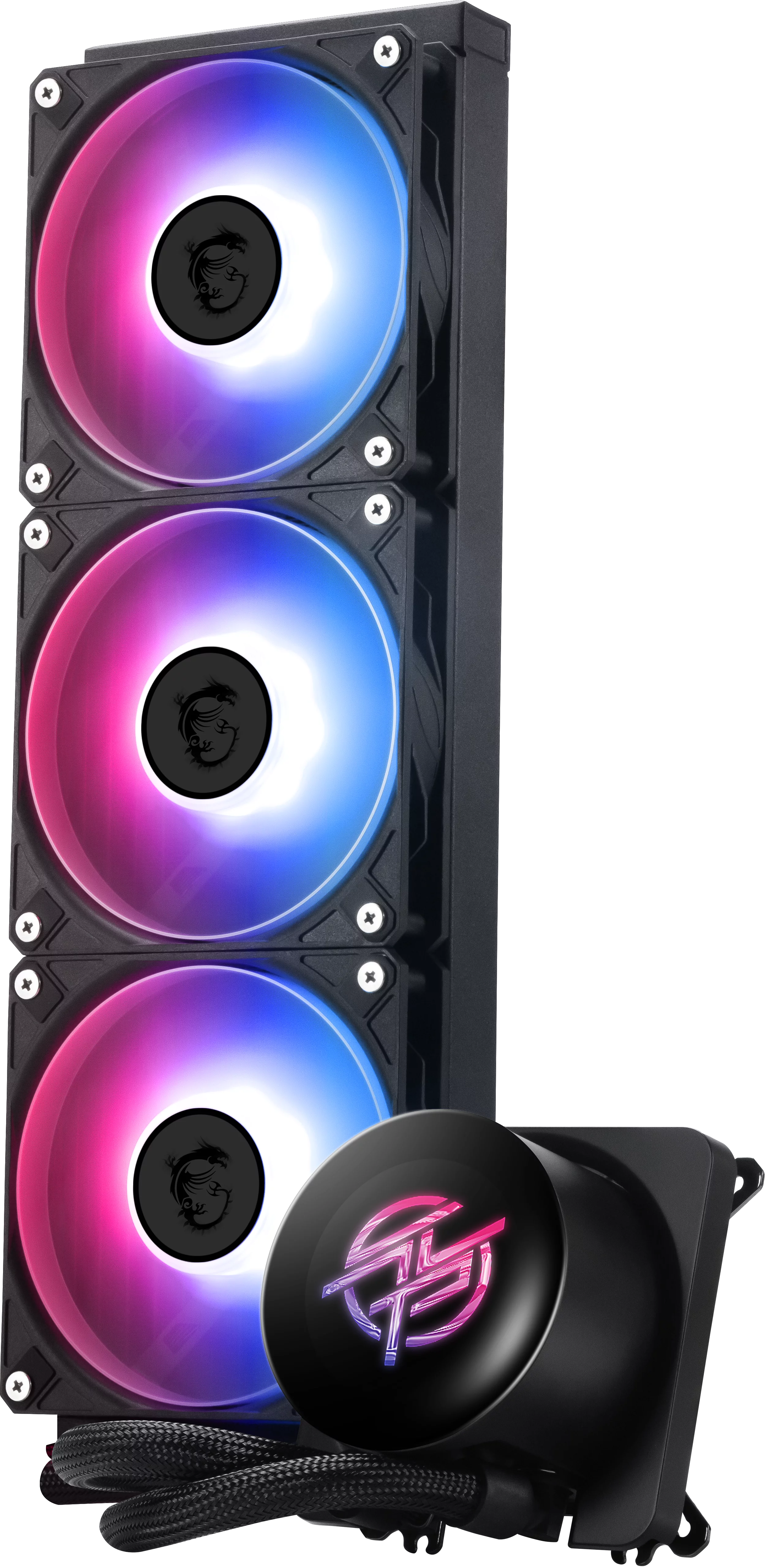 Система жидкостного охлаждения/ Water Cooling System MSI MPG CORELIQUID P13 360 (300W, 360mm, LED, White, ARGB/ Fans: 3x120mm, 64.89CFM, 2050RPM/ Pump 20dBA, 3400RPM, Rad thickness 27mm/ S: 1851, 1700 (306-7ZWGA21-L80)