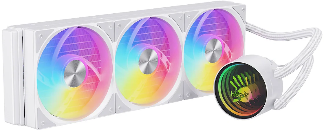 Система водяного охлаждения Bloody LC-11 ARGB Soc-AM5/AM4/1200/1700/1851 белый 4-pin 20-35dB Al+Cu 300W Ret (LC-11-ARGB360-WH)