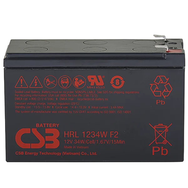 CSB Аккумуляторная батарея для ИБП (10-12 лет) (12V/ 9Ah) (HRL1234W F2 FR CSB)