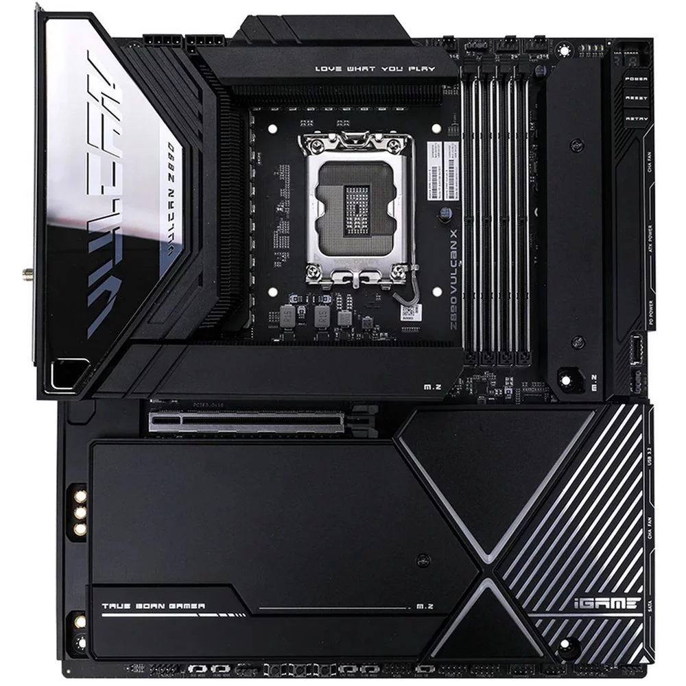 Материнская плата Colorful iGame Z890 VULCAN X V20 Z890, LGA1851, 4*DDR5, 2*PCIEx16, 1*PCIEx4, 5*M.2, 3*TypeC, 6*USB3.2Gen2, 4*USB3.2Gen1, 4*USB2.0, 6*SATA3.0, 5G,2.5G, 2*Type-C(DP), DP, HDMI, E-ATX, RTL