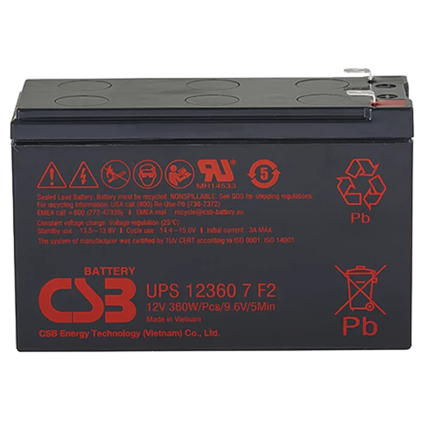 CSB Аккумуляторная батарея для ИБП 12360 7 (12V/ 7.5Ah) (UPS123607 F2 CSB)