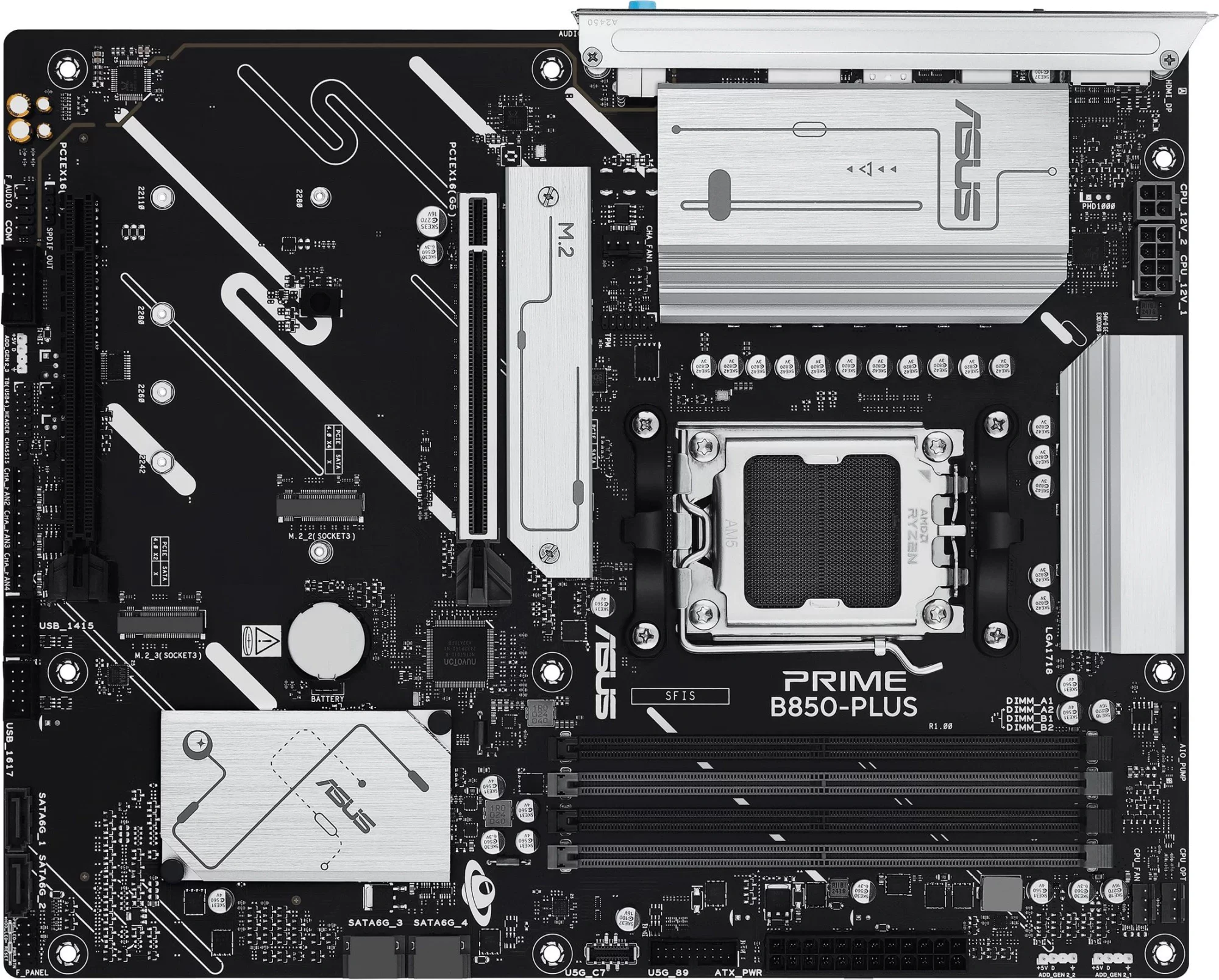Материнская плата ASUS PRIME B850-PLUS, AM5, B850, 4*DDR5, 4*SATA, 3*M.2, 5*USB 3.2, 2*USB 2.0, Type-C, 5*PCIx16, DP+HDMI, ATX; 90MB1LC0-M0EAY0