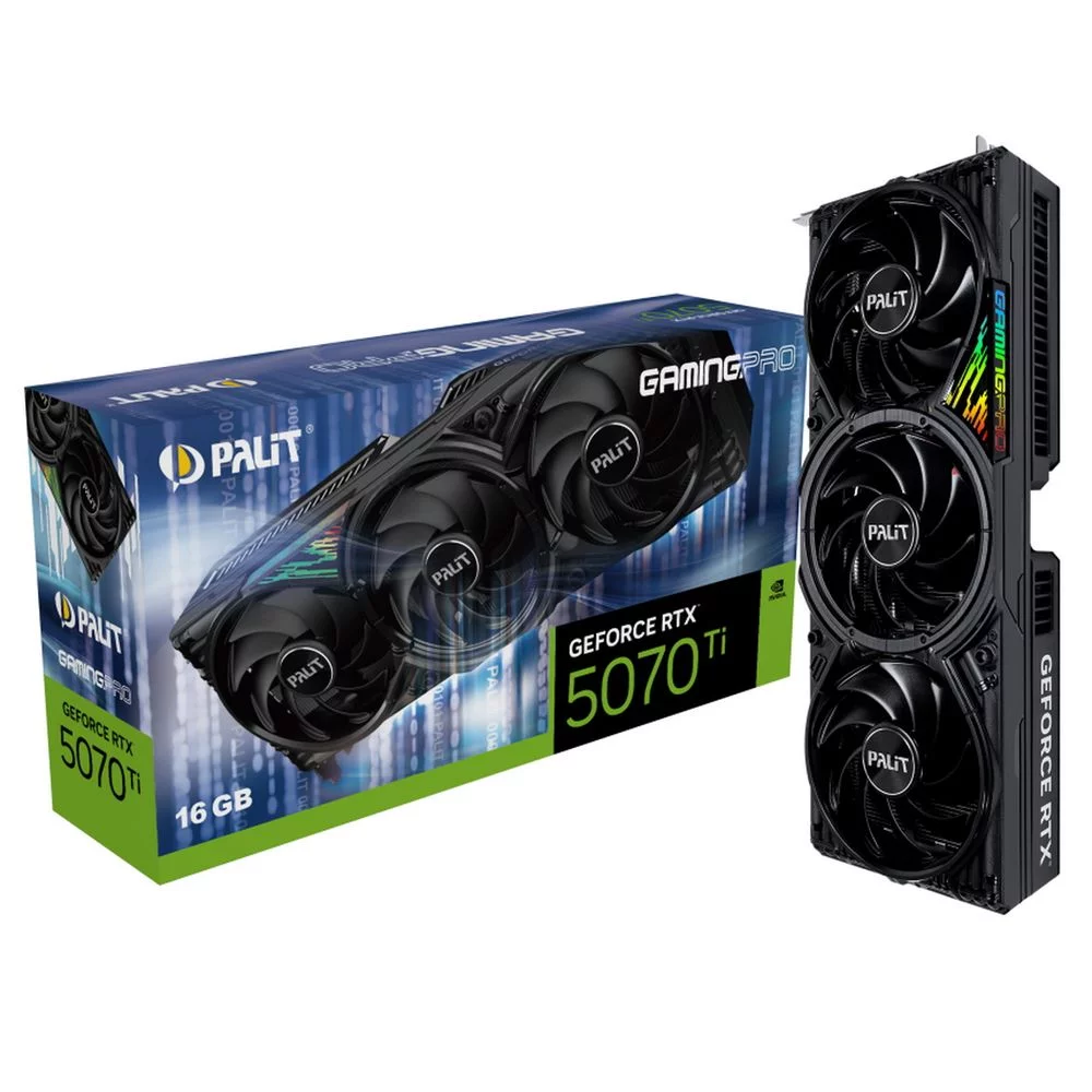 Видеокарта Palit Bad Pack RTX5070Ti GAMINGPRO 16GB GDDR7 256bit 3xDP HDMI 3FAN RTL bp (NE7507T019T2-GB2031A||BP)
