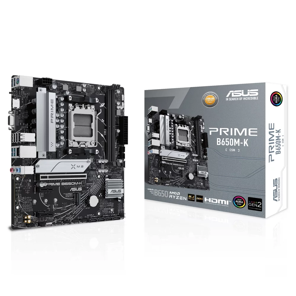 Материнская плата ASUS PRIME B650M-K SocketAM5 AMD B650 2xDDR5 mATX AC`97 8ch(7.1) 2.5Gg RAID+VGA+HDMI(90MB1F60-M0EAY0)