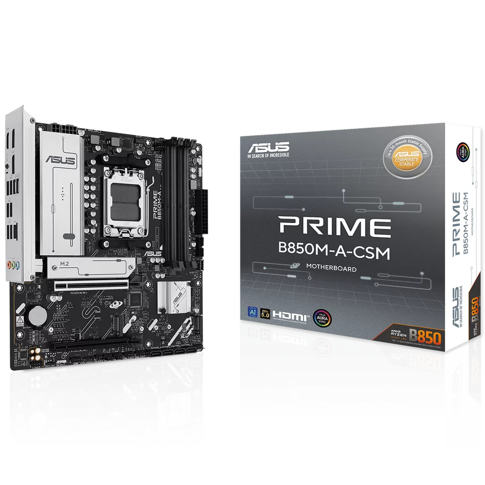 Материнская плата ASUS PRIME B850M-A-CSM AM5 mATX 4xDDR5 2xPCIEx16 3xM.2 2xDP HDMI 2.5GLAN (90MB1LQ0-M0EAYC)