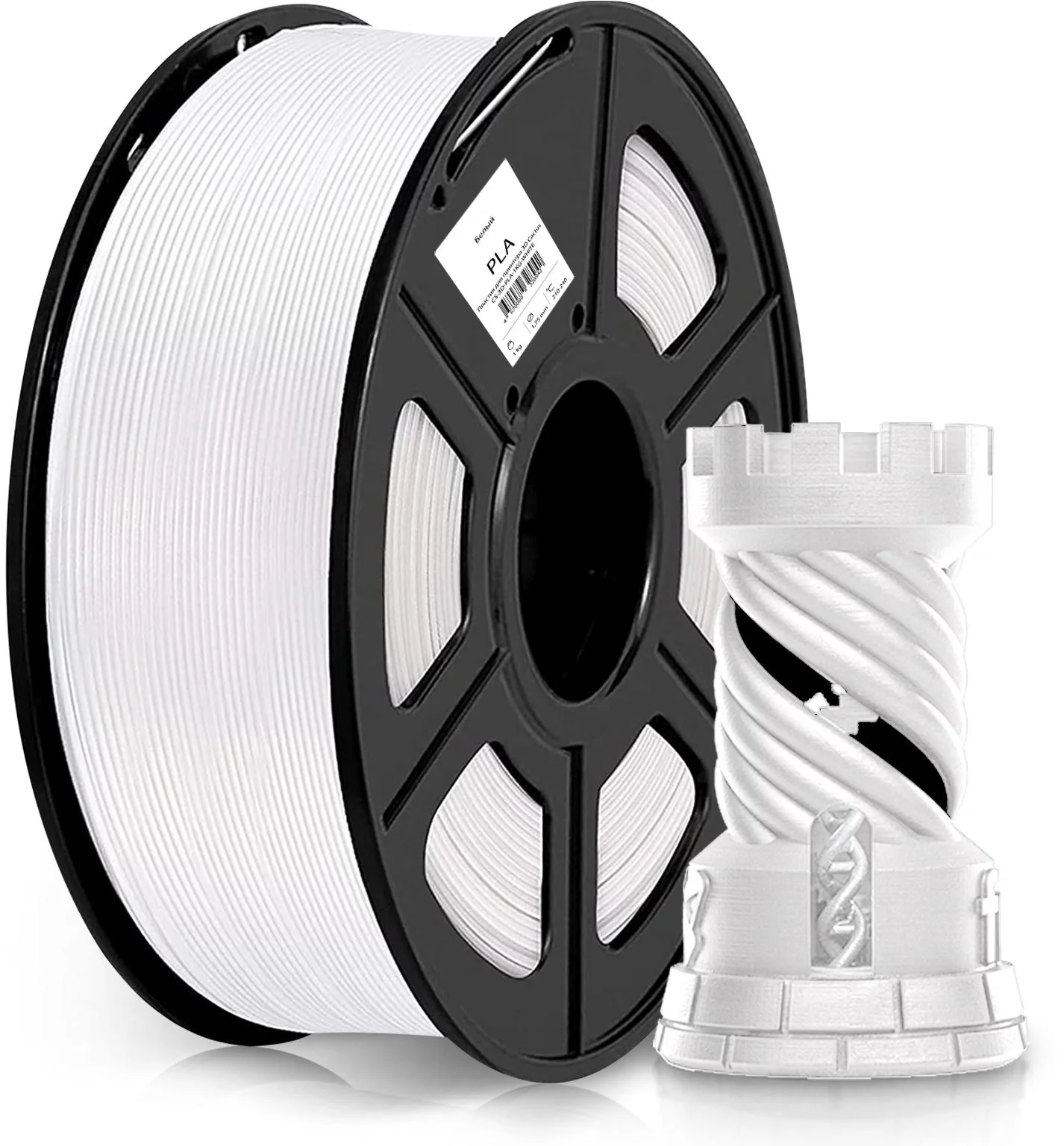 -/ Пластик для принтера 3D Cactus CS-3D-PLA-1KG-WHITE PLA d1.75мм 1кг L326м 1цв.