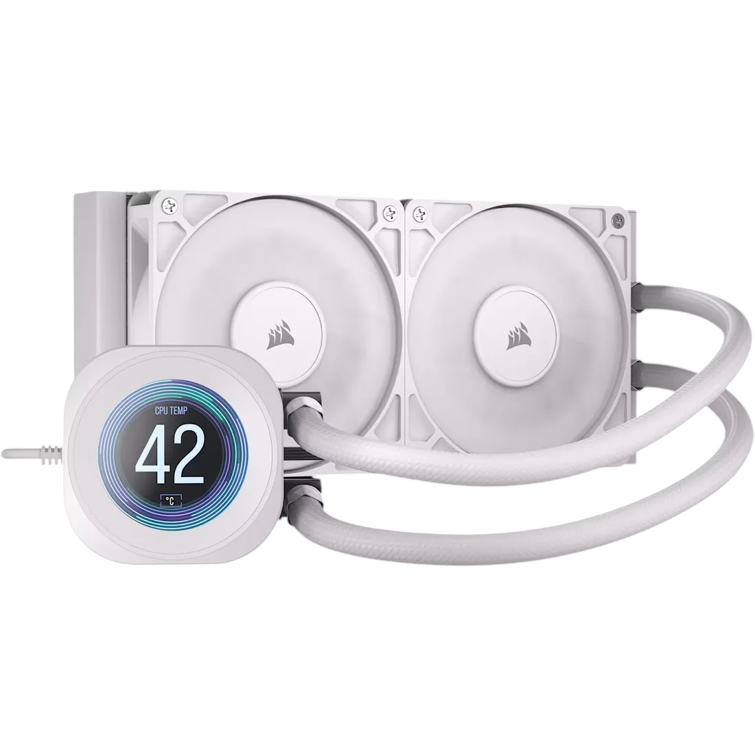 Система жидкостного охлаждения/ Water Cooling System Corsair NAUTILUS 240 RS LCD (240mm, White/ Fans: 2x120mm, 72.8CFM, 36dBA, 2100RPM/ S: 1851, 1700, AM5, AM4) (CW-9061032-WW)