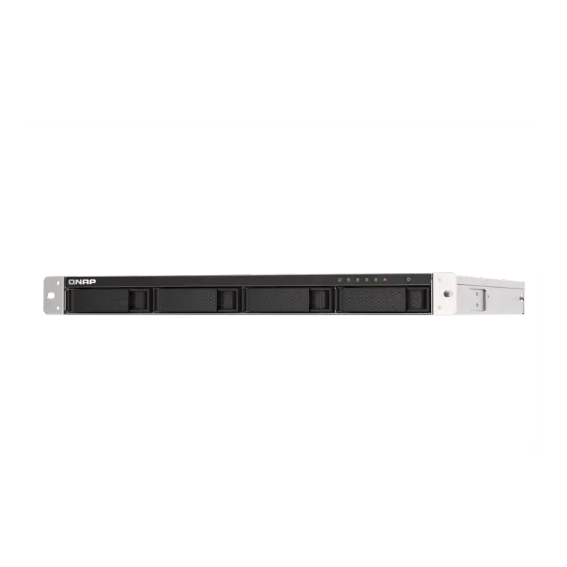 Сетевое хранилище без дисков/ SMB QNAP TS-453DU-4G NAS 4 HDD trays, rackmount 1U, 1 PSU. 4-core Intel Celeron J4125 2.0 GHz (up to 2.7 GHz), 4 GB RAM (1 x 4 GB) up to 8 GB (2 x 4GB), 2.5 Gigabit Ethernet x 2, 4xUSB, 1xHDMI . W/o rail kit RAIL-B02