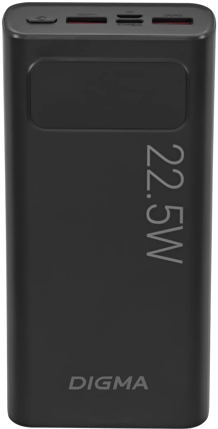 Мобильный аккумулятор Digma DGPF20A 20000mAh QC3.0/PD3.0 22.5W 3A 2xUSB-A/USB-C черный (DGPF20A22PBK)
