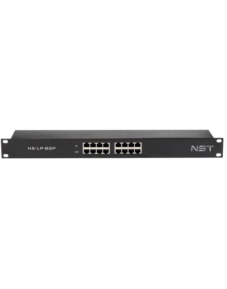 Устройство грозозащиты Gigabit Ethernet PoE на 8 каналов/ Устройство грозозащиты Gigabit Ethernet PoE на 8 каналов. Тип разъемов: RJ45(8P8C). Поддержка PoE IEEE 802.3af/ at/ bt до 90W. Скорость передачи (NS-LP-8GP)