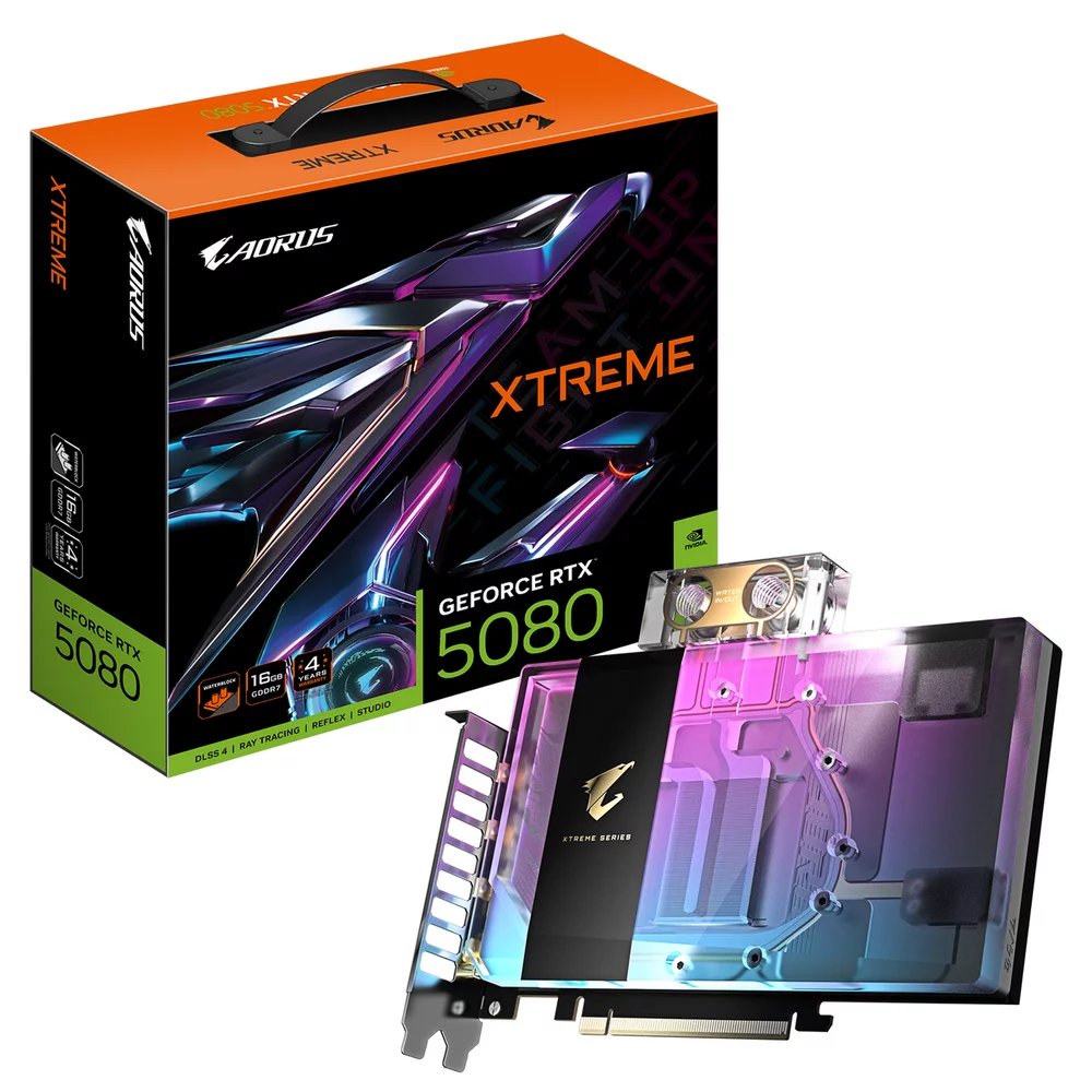 Видеокарта Gigabyte RTX5080 XTREME WATERFORCE WB 16GB GDDR7 256bit 3xDP HDMI LIQUID RTL (GV-N5080AORUSX WB-16GD)