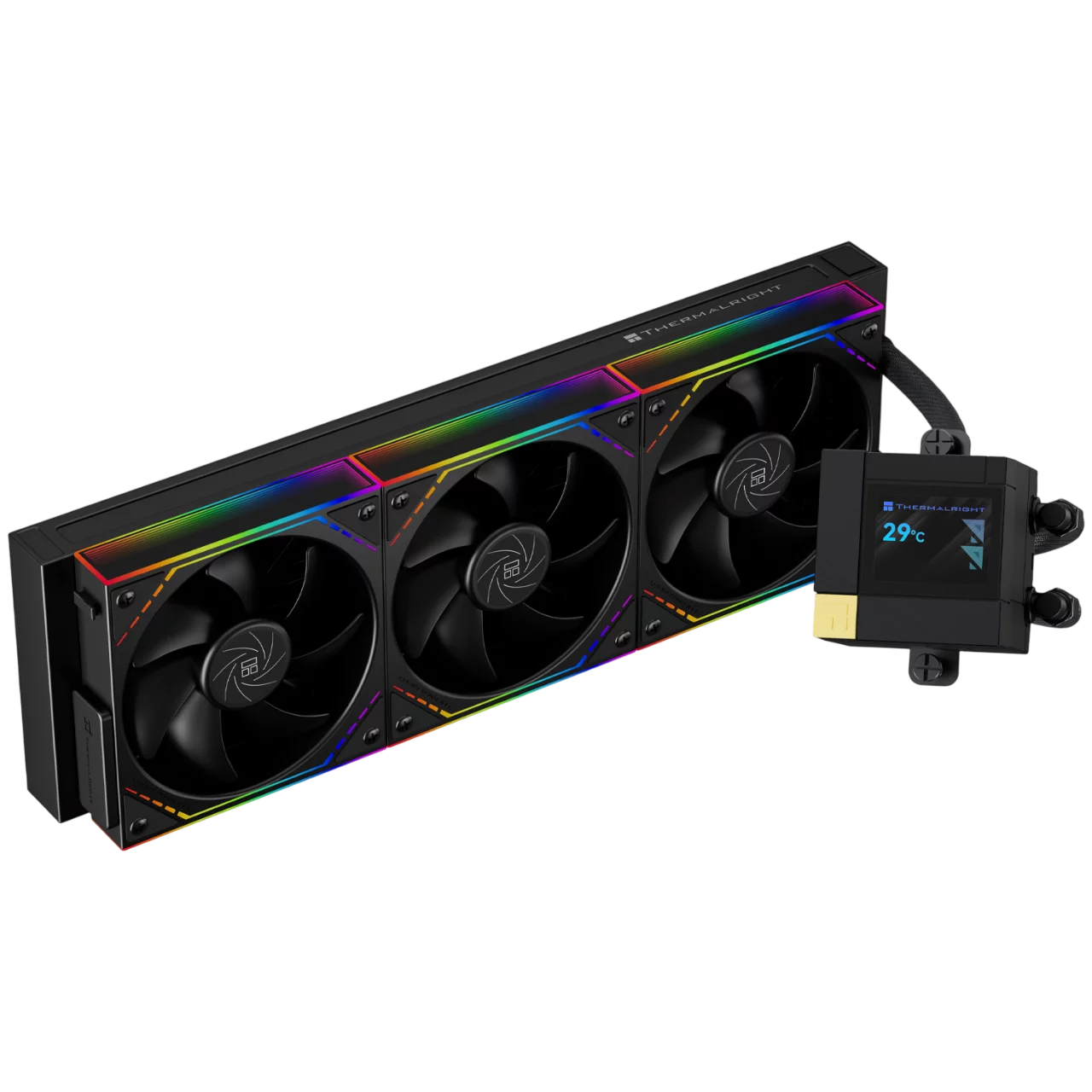 Система жидкостного охлаждения/ Water Cooling System Thermalright Core Matrix 360 Vision (360mm, LED, Black, ARGB/ Fans: 3x120mm, 68.9CFM, 28.2dBA, 2000RPM/ Pump height 64.4mm, Rad thickness 27mm/ S: (C-MATRIX-VISION-BL-360-ARGB)