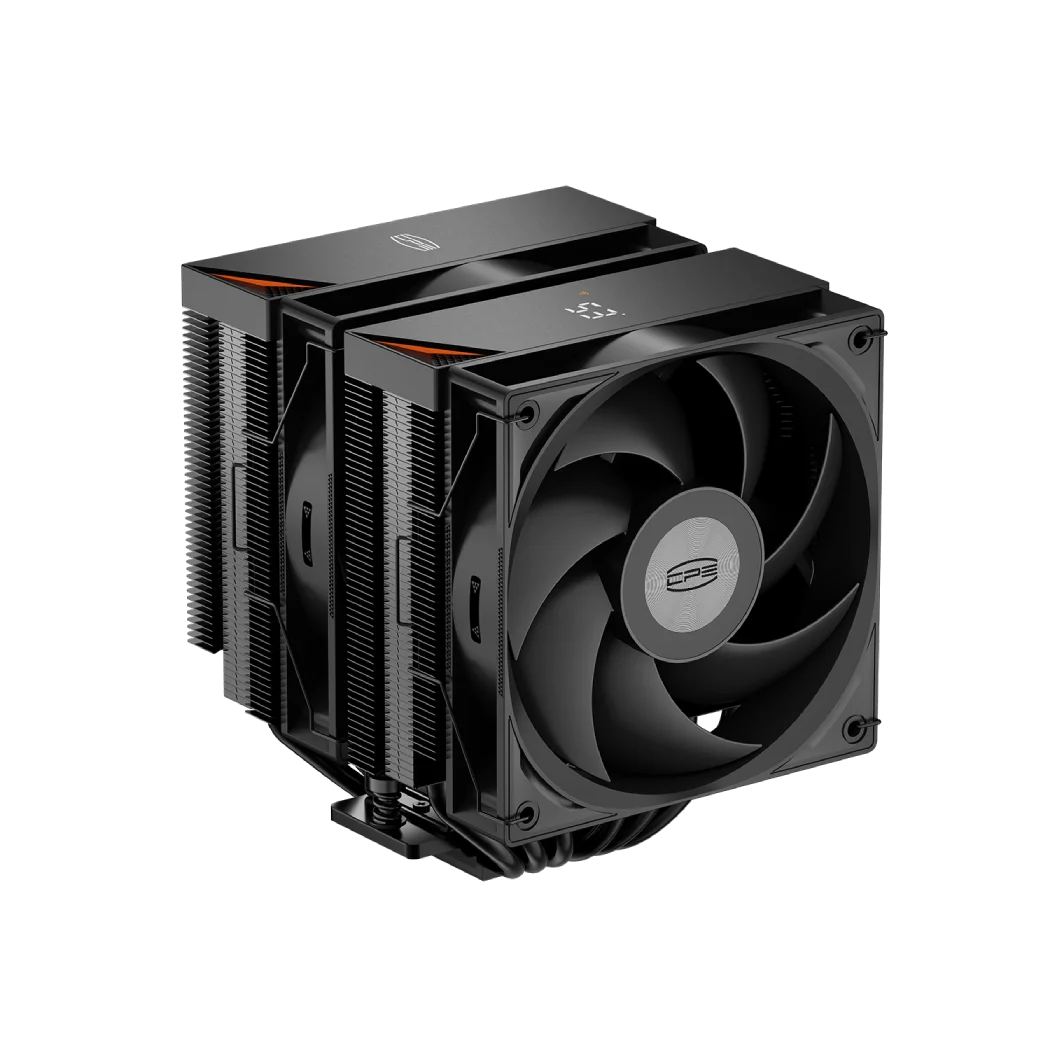 Кулер для процессора/ CPU Cooler PCCooler RT620Pro Digital BK (265W, 4-pin PWM, 157.5mm, Al/Cu, 6x6mm, 2x120mm, 73.32CFM, 34.9dBA, 2200RPM, S: 1851/1700/1200/115X, AM5/AM4, black)
