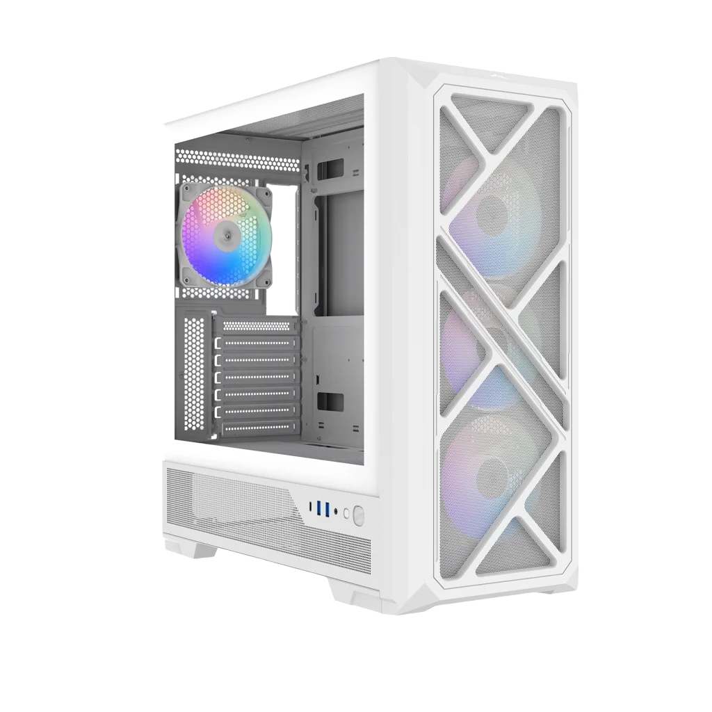 Корпус Компьютер без блока питания/ Case SAMA S41 White, Midi-Tower, TG, 4x120mm ARGB, 2xUSB 3.0 + 1xUSB 3.2 Type-C, ATX, mATX, mITX White (S41-WHAMA4X1-GL)