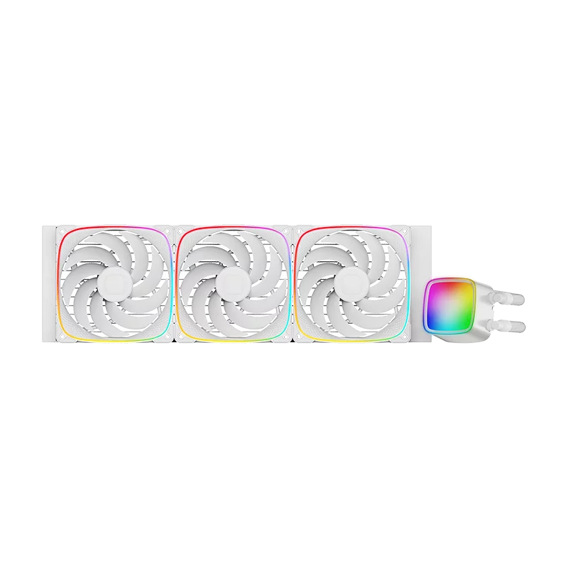 Система жидкостного охлаждения/ Water Cooling System Geometric Future Eskimo Pro 420 (300W, 420mm, ARGB, White/ Fans: 3x140mm, 91.15CFM, 34.0dBA, 2400RPM/ Pump height 54mm, 3500RPM, Rad thickness 27mm (1C253W0421000)