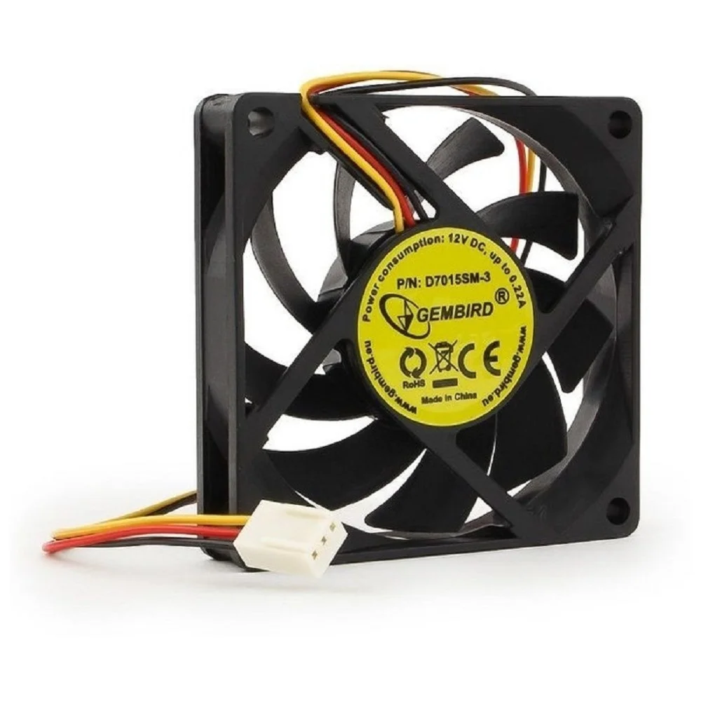 Вентилятор в корпус Gembird D7015SM-3 70x70x15, втулка, 3 pin, провод 25 см {100} (068239)