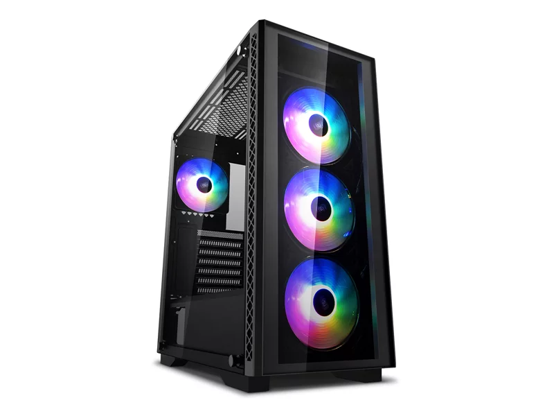корпус Deepcool MATREXX 50 ADD-RGB 4F без БП, боковое окно (закаленное стекло), 3xRGB LED 120мм вентилятора спереди и 1xRGB LED 120мм вентилятор сзади, черный, ATX
