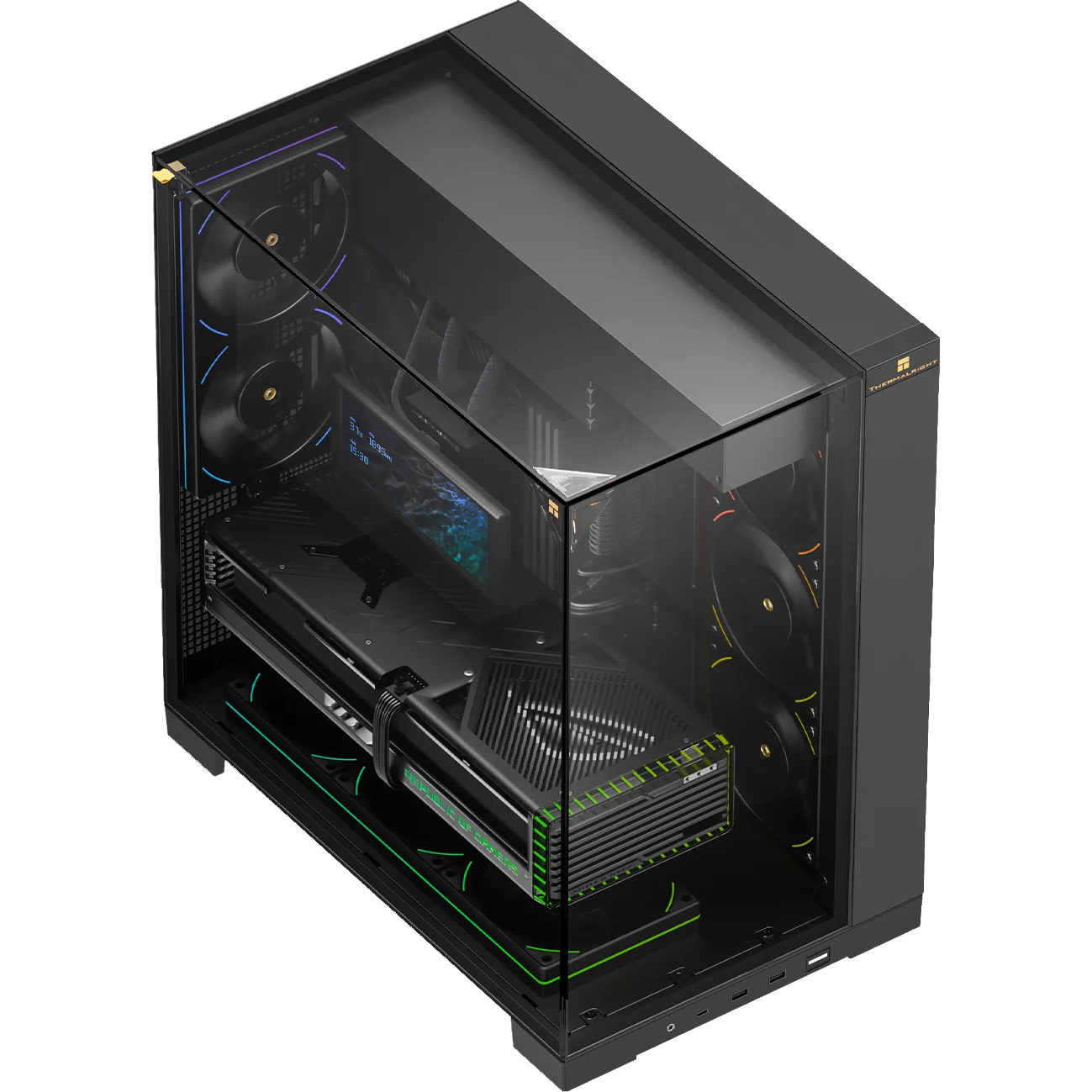 Корпус без блока питания/ Case Thermalright A70, Midi-Tower, TG, no fans, 2xUSB-A 3.0, 1xUSB Type-C, ATX, mATX, mITX Black (TR-A70)