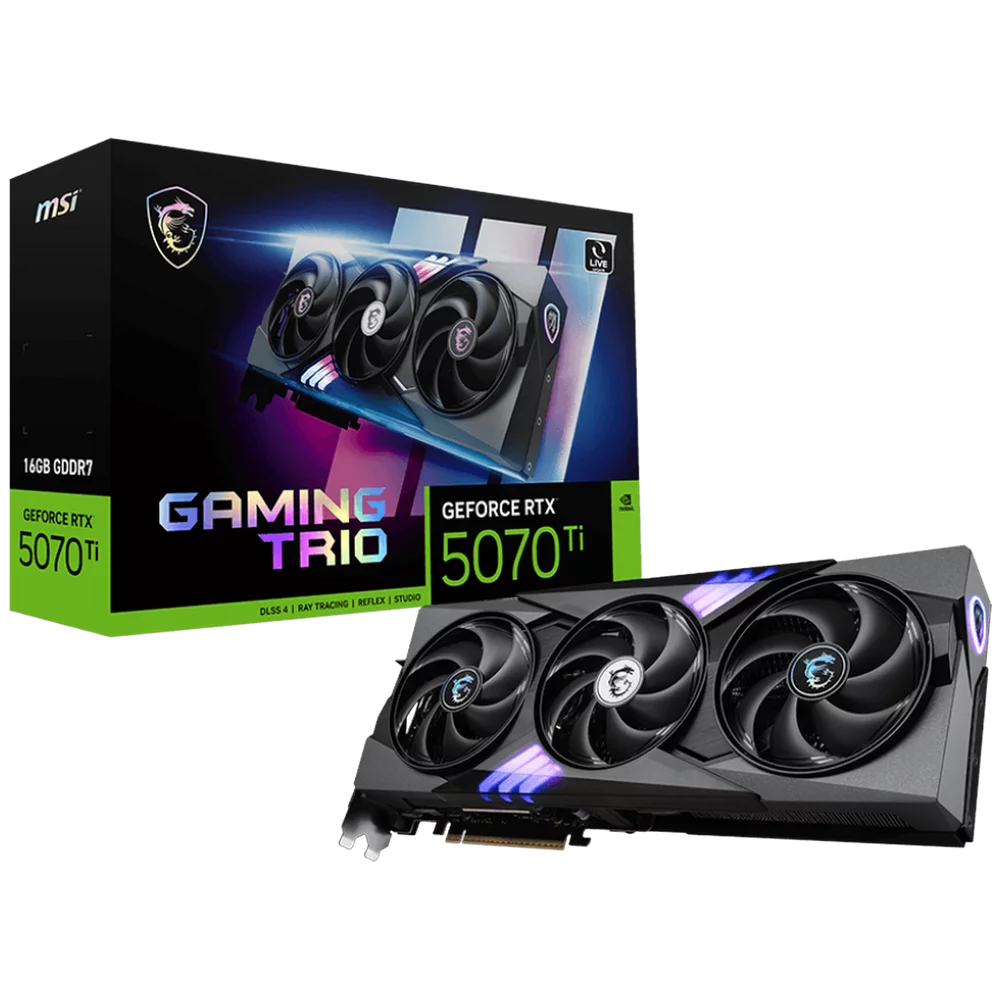 Видеокарта MSI PCI-E 5.0 RTX 5070TI 16G GAMING TRIO NVIDIA GeForce RTX 5070TI 16Gb 256bit GDDR7 2452/28000 HDMIx1 DPx3 HDCP Ret (RTX 5070 TI 16G GAMING TRIO)