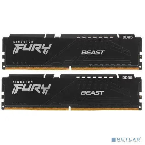 DDR 5 DIMM 64Gb PC41600, 5200Mhz, Kingston FURY Beast Black XMP CL40 (Kit of 2) (KF552C40BBK2-64) (retail)