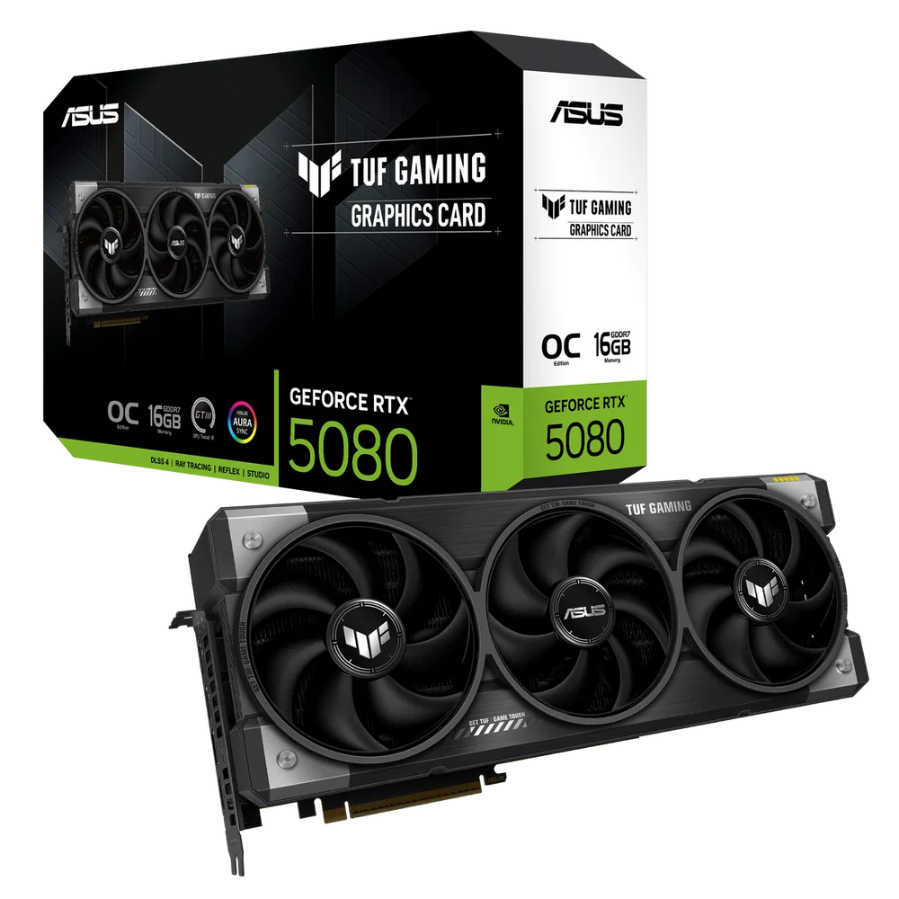 Видеокарта ASUS Bad Pack RTX5080 TUF GAMING OC 16GB GDDR7 256bit 3xDP 3xHDMI 3FAN RTL (TUF-RTX5080-O16G-GAMING) bp (90YV0M30-M0NA00||BP)