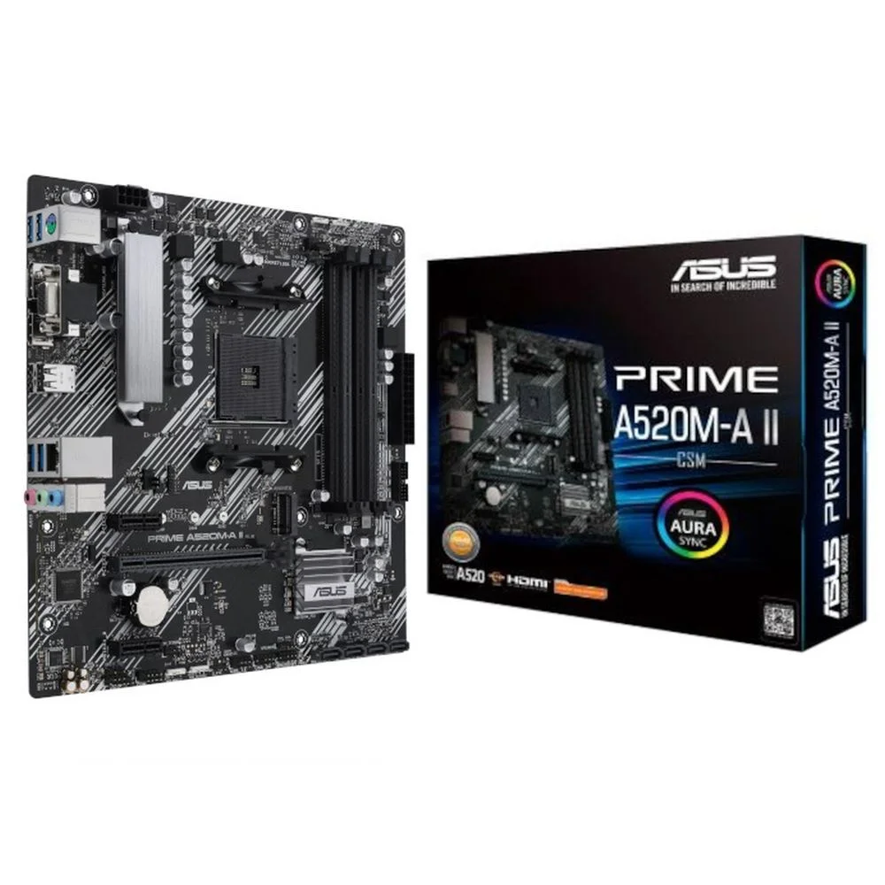 Материнская плата ASUS PRIME A520M-A II/ CSM AM5 mATX 4xDDR4 PCIEx16 2xPCIEx1 M.2 DP HDMI VGA GLAN (90MB17H0-M0EAYC)