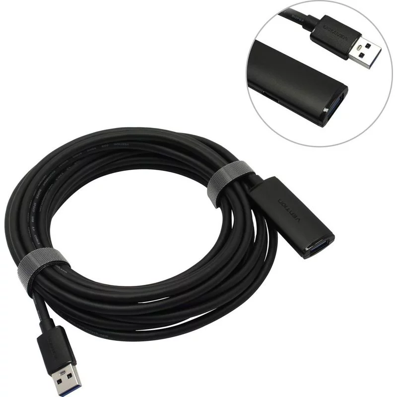 Активный кабель-удлинитель Vention USB 3.0 AM/AF с усилителем - 5м Черный (CBMBJ)