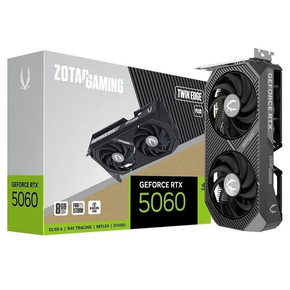Видеокарта Zotac RTX 5060 TWIN EDGE PLUS 8GB GDDR7 128bit 3xDP HDMI 2FAN MEDIUM PACK (ZT-B50600E2-10M)